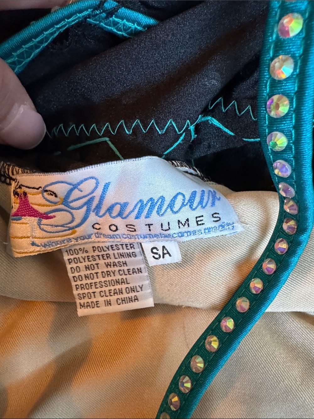 Glamour Teal and Black Jeweled Dance Costume - Picture 9 of 9